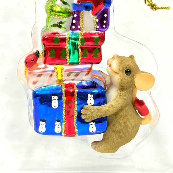 Vintage Charming Tails Glass Ornament "Stacks Of Joy" by Fitz & Floyd - Picture 3 of 8